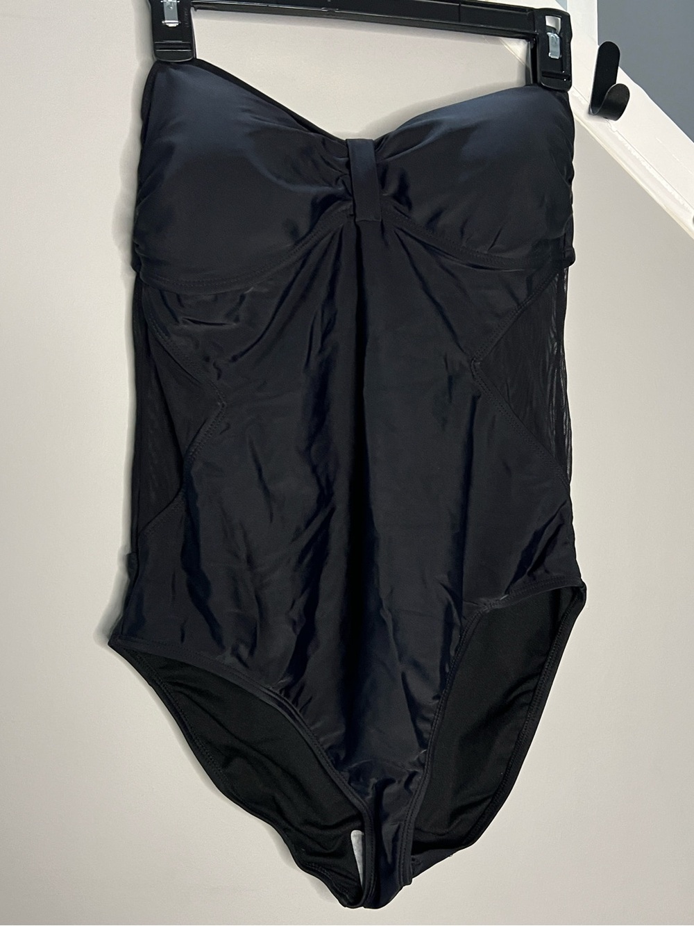 0072: Adore Me Black Strapless and with removable Straps One-Piece Swimsuit